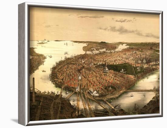 1877 View of Boston, Massachusetts-null-Framed Art Print