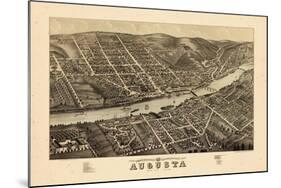 1878, Augusta Bird's Eye View, Maine, United States-null-Mounted Giclee Print