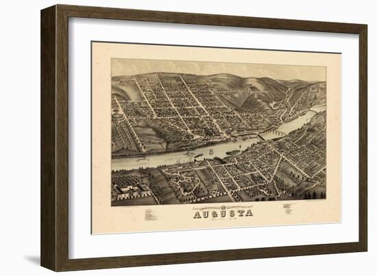 1878, Augusta Bird's Eye View, Maine, United States-null-Framed Giclee Print