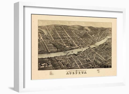 1878, Augusta Bird's Eye View, Maine, United States-null-Framed Giclee Print