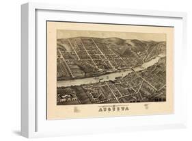 1878, Augusta Bird's Eye View, Maine, United States-null-Framed Giclee Print