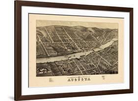 1878, Augusta Bird's Eye View, Maine, United States-null-Framed Giclee Print