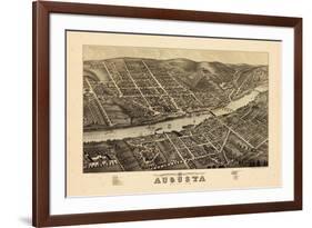 1878, Augusta Bird's Eye View, Maine, United States-null-Framed Giclee Print