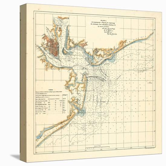 1878, Charleston Harbor Chart South Carolina, South Carolina, United States-null-Stretched Canvas