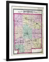 1878, Hendricks County Outline Map, Indiana, United States-null-Framed Giclee Print