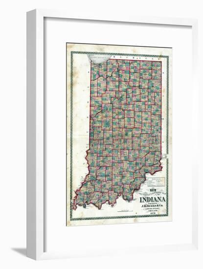 1878, Indiana State Sectional and Township Map, Indiana, United States-null-Framed Giclee Print