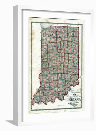 1878, Indiana State Sectional and Township Map, Indiana, United States-null-Framed Giclee Print