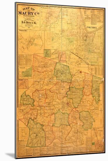 1878, Maury County Wall Map, Tennessee, United States-null-Mounted Giclee Print