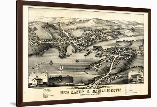 1878, New Castle and Damariscotta Bird's Eye View, Maine, United States-null-Framed Giclee Print