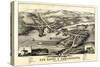 1878, New Castle and Damariscotta Bird's Eye View, Maine, United States-null-Stretched Canvas