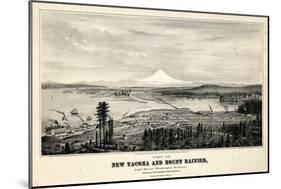 1878, Tacoma and Mount Rainier Bird's Eye View, Washington, United States-null-Mounted Giclee Print