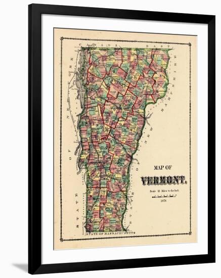 1878, Vermont State Map, Vermont, United States-null-Framed Giclee Print