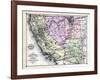 1879, California, Nevada, Utah, and Arizona States Map, California, United States-null-Framed Giclee Print