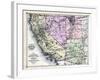 1879, California, Nevada, Utah, and Arizona States Map, California, United States-null-Framed Giclee Print