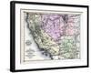 1879, California, Nevada, Utah, and Arizona States Map, California, United States-null-Framed Giclee Print