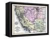 1879, California, Nevada, Utah, and Arizona States Map, California, United States-null-Framed Stretched Canvas