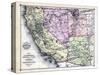 1879, California, Nevada, Utah, and Arizona States Map, California, United States-null-Stretched Canvas