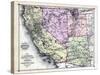 1879, California, Nevada, Utah, and Arizona States Map, California, United States-null-Stretched Canvas
