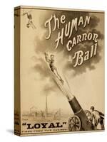 1879 Circus Poster for Human Cannonball Aerial Acrobatic Act-null-Stretched Canvas