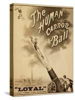 1879 Circus Poster for Human Cannonball Aerial Acrobatic Act-null-Stretched Canvas