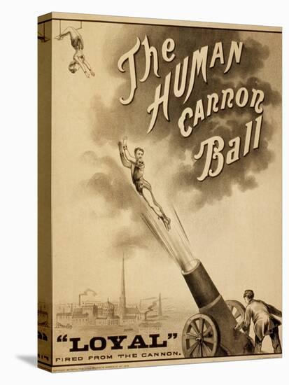 1879 Circus Poster for Human Cannonball Aerial Acrobatic Act-null-Stretched Canvas
