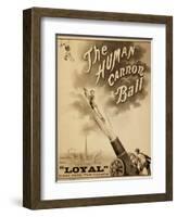 1879 Circus Poster for Human Cannonball Aerial Acrobatic Act-null-Framed Art Print