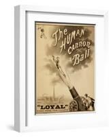 1879 Circus Poster for Human Cannonball Aerial Acrobatic Act-null-Framed Art Print