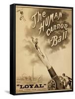 1879 Circus Poster for Human Cannonball Aerial Acrobatic Act-null-Framed Stretched Canvas