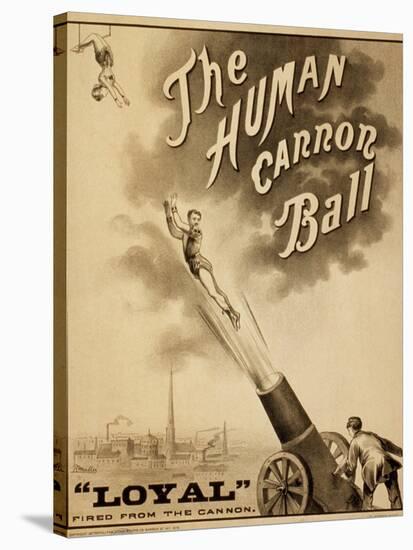 1879 Circus Poster for Human Cannonball Aerial Acrobatic Act-null-Stretched Canvas