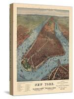 1879, New York City 1879 Bird's Eye View, New York, United States-null-Stretched Canvas