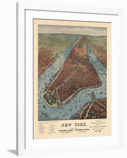 1879, New York City 1879 Bird's Eye View, New York, United States-null-Framed Giclee Print