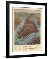 1879, New York City 1879 Bird's Eye View, New York, United States-null-Framed Giclee Print