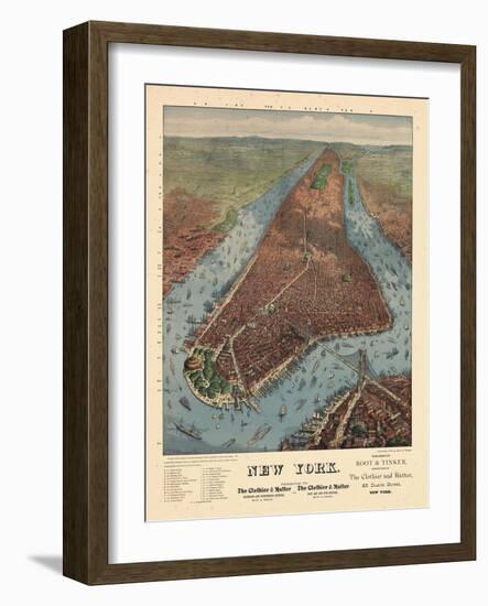 1879, New York City 1879 Bird's Eye View, New York, United States-null-Framed Giclee Print