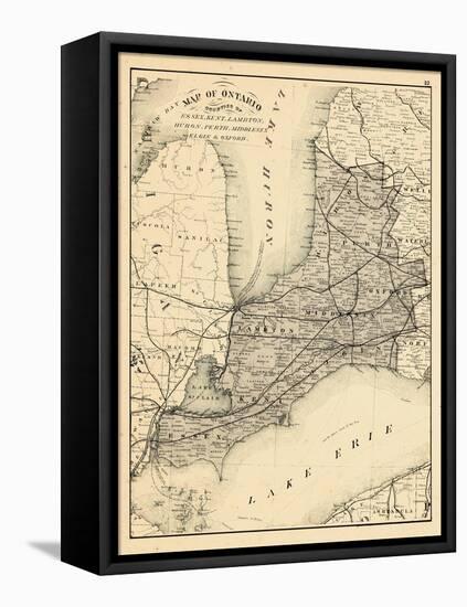 1879, Ontario - Counties, Essex, Kent, Lambton, Huron, Perth, Middlesex, Elgin, Canada, Oxford-null-Framed Stretched Canvas