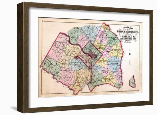 1879, Outline Map - Prince George County, Maryland, Fairfax and Alexandria Counties Virginia, Distr-null-Framed Giclee Print