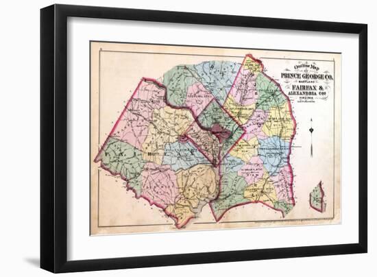 1879, Outline Map - Prince George County, Maryland, Fairfax and Alexandria Counties Virginia, Distr-null-Framed Giclee Print