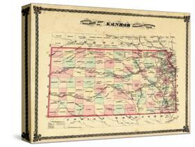 1879, Railroad Map, Kansas, StateUnited States-null-Stretched Canvas