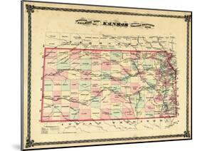 1879, Railroad Map, Kansas, StateUnited States-null-Mounted Giclee Print