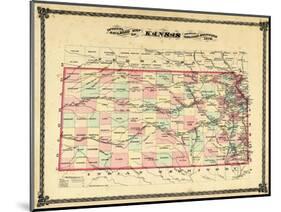 1879, Railroad Map, Kansas, StateUnited States-null-Mounted Giclee Print