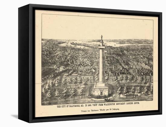 1880, Baltimore Bird's Eye View, Maryland, United States-null-Framed Stretched Canvas