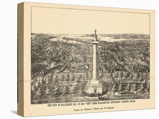 1880, Baltimore Bird's Eye View, Maryland, United States-null-Stretched Canvas