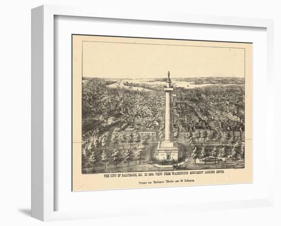 1880, Baltimore Bird's Eye View, Maryland, United States-null-Framed Giclee Print