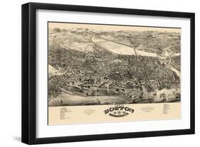 1880, Boston Bird's Eye View, Massachusetts, United States-null-Framed Giclee Print