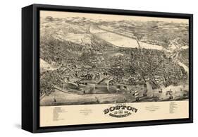 1880, Boston Bird's Eye View, Massachusetts, United States-null-Framed Stretched Canvas