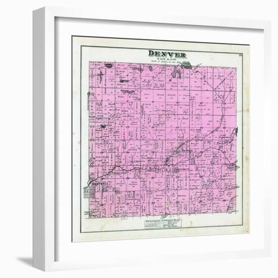 1880, Denver Township, Hesperia, Aetna P.O. Wittie Lake, Stony Lake, Flanders Lake, Mountain Lake-null-Framed Giclee Print