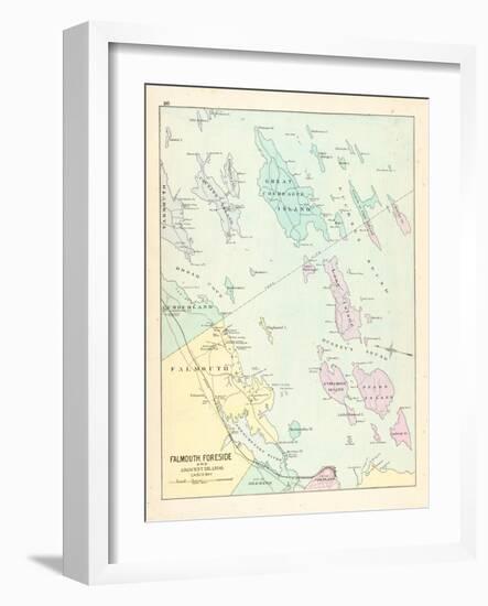 1880, Falmouth, Foreside and Adjacent Islands in Casco Bay, Maine, United States-null-Framed Giclee Print