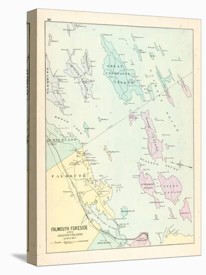 1880, Falmouth, Foreside and Adjacent Islands in Casco Bay, Maine, United States-null-Stretched Canvas