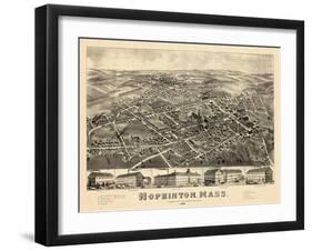 1880, Hopkinton Bird's Eye View, Massachusetts, United States-null-Framed Giclee Print