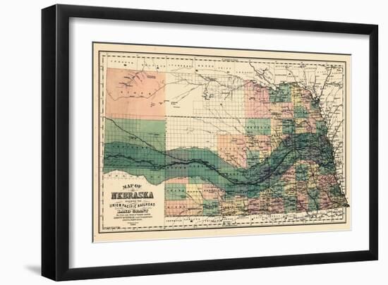 1880, Nebraska 1880 State Map, Nebraska, United States-null-Framed Giclee Print