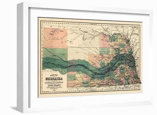 1880, Nebraska 1880 State Map, Nebraska, United States-null-Framed Giclee Print